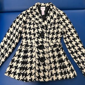 Black and White Tweed Coat